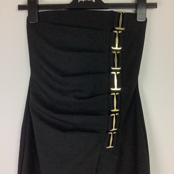 MESHKI STRAPLESS MERCER  BLACK GOLD HOOKS DRESS XXS - Picture 5 of 10